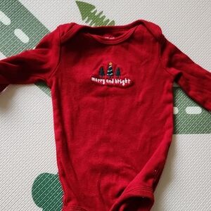 💙6M Red Long Sleeve Baby Onesie